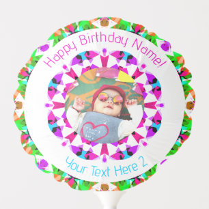 Girls Boys Happy Birthday Star Custom Age Photo Balloon