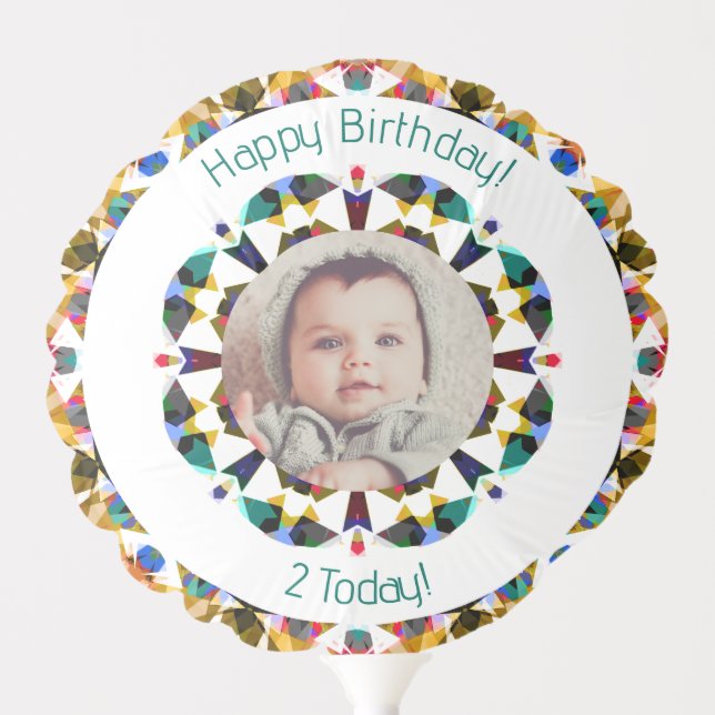 Girls Boys Happy Birthday Star Custom Age Photo Balloon (Front)