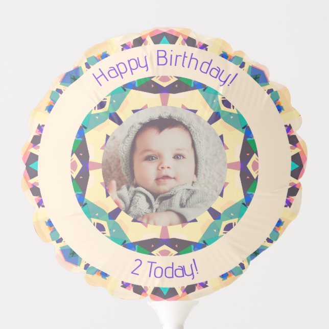 Girls Boys Happy Birthday Star Custom Age Photo Balloon (Front)