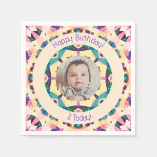 Girls Boys Happy Birthday Star Custom Age Photo Napkins
