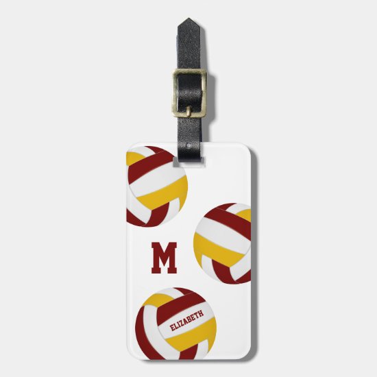 girls boys maroon gold volleyball team colors luggage tag