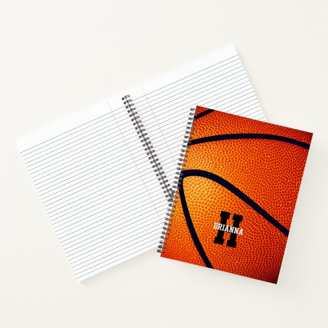 girls boys monogrammed basketball notebook (Inside)