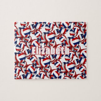 red white blue team colors girls boys volleyball jigsaw puzzle