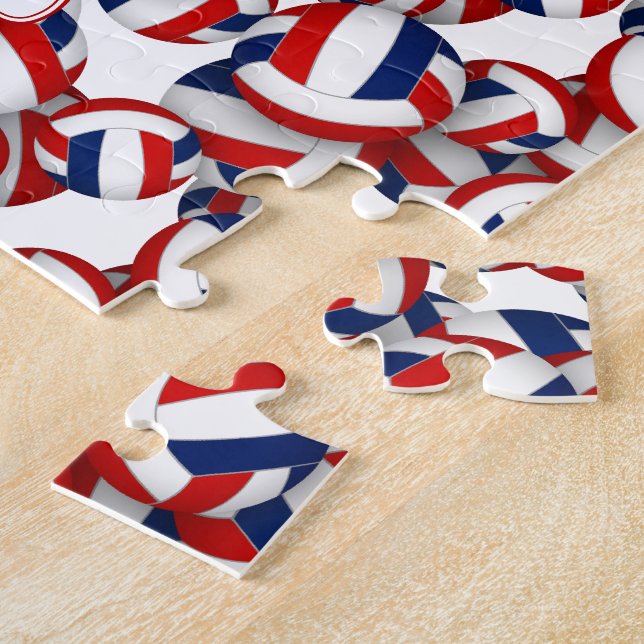 girls boys name red blue volleyball team colors jigsaw puzzle (Side)