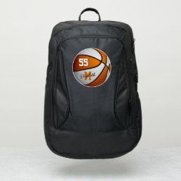 girls boys orange white personalized basketball port authority&#174; backpack