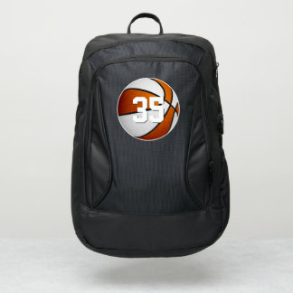 girls boys orange white personalized basketball port authority® backpack