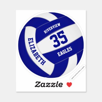 Girls Boys Personalized Blue White Volleyball Sticker by katz_d_zynes at Zazzle