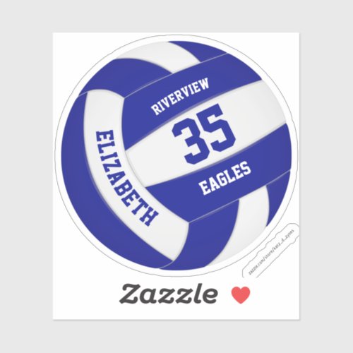 girls boys personalized blue white volleyball sticker