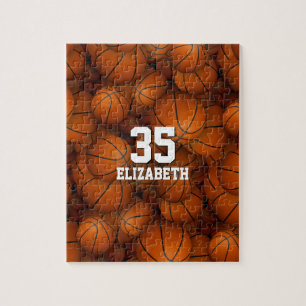girls boys personalized sporty basketball pattern jigsaw puzzle