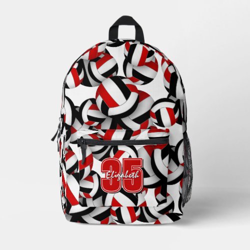 Red black sports team school colors volleyball backpack