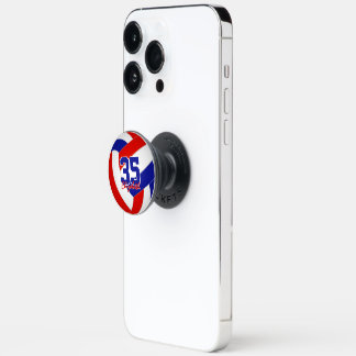 girls boys red blue team colors spirit volleyball PopSocket