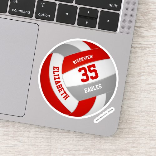 girls boys red gray team colors volleyball sticker