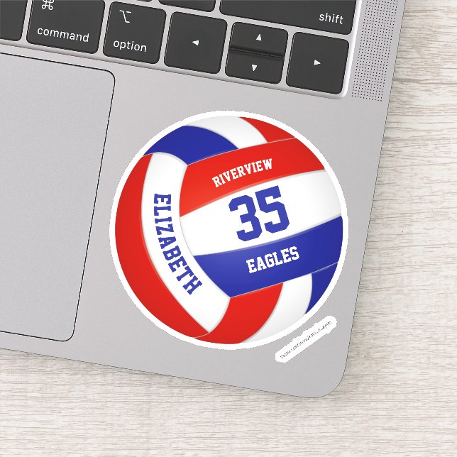 girls boys red white blue team colors volleyball sticker (Detail)