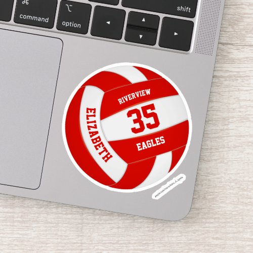 girls boys simple red white team colors volleyball sticker