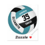 girls boys simple teal black white volleyball sticker