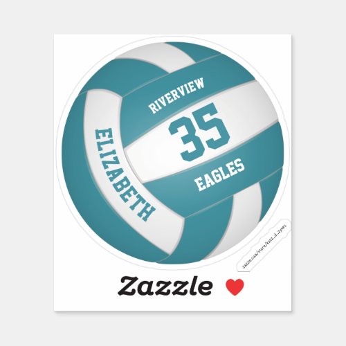 girls boys simple teal white volleyball sticker