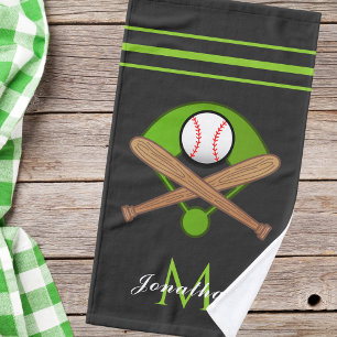 Girls Boys Softball Team Name Custom Text Striped Hand Towel