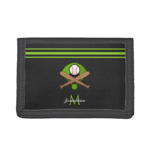 Girls Boys Softball Team Name Custom Text Striped Trifold Wallet