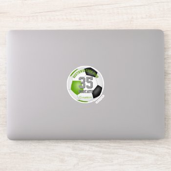 Girl's Bright Green Black Personalized Soccer Sticker by katz_d_zynes at Zazzle