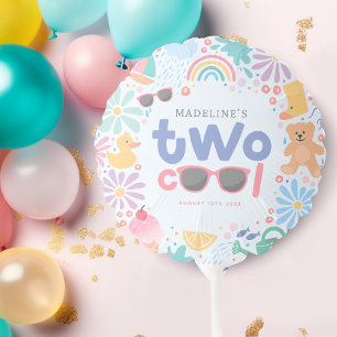 Girls Bright Two Cool Summer Splash 2nd Birthday Balloon