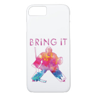 Girls Bring It Hockey Goalie Pink Watercolor iPhone 8/7 Case