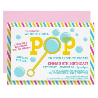 Girl's Bubble Party Birthday Invitation
