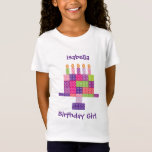 Girl&#39;s Building Bricks Blocks Birthday Cake T-shirt at Zazzle