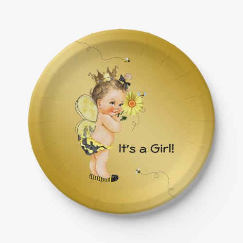 Girls Bumble Bee Baby Shower Paper Plates