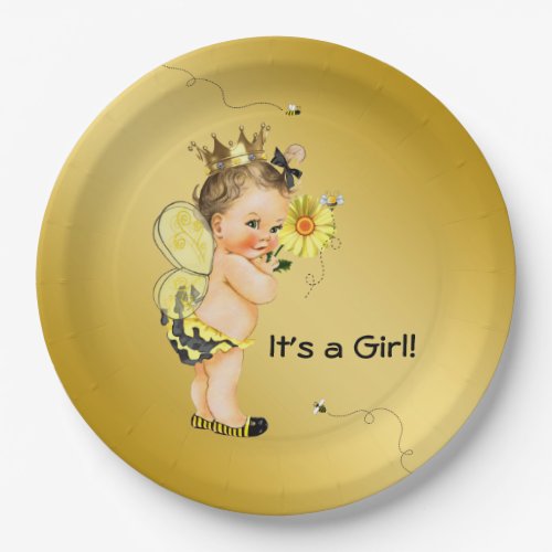 Girls Bumble Bee Baby Shower Paper Plates