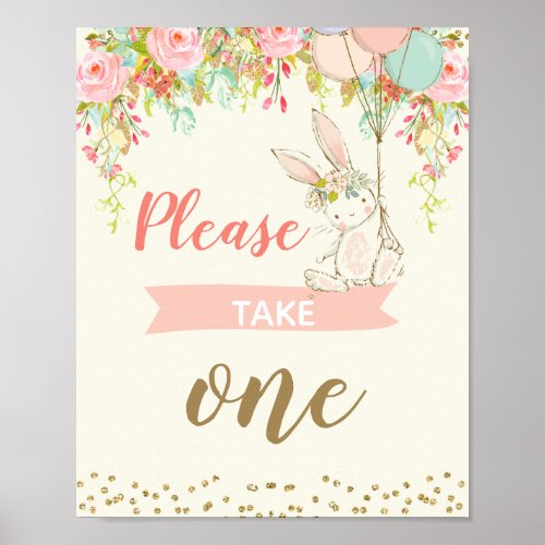 Girls Bunny Favor Sign 8x10 inch