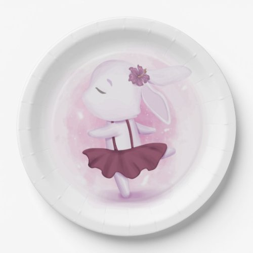 Girls Bunny Rabbit Party Ballerina paper plates