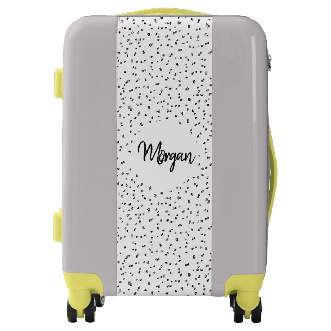 Girls Busy Popcorn Spotted Polka Dots & Name Luggage (Front)