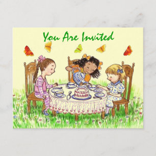 Girls & Butterflies Sweet Tea party Invitations