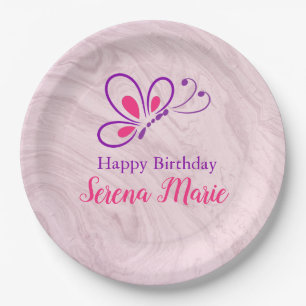 Girls Butterfly Birthday Paper Plate