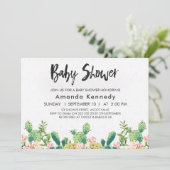 Girls Cactus or Fiesta baby Shower Invitation (Standing Front)
