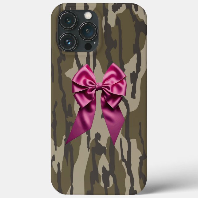Girls Camo Pink Ribbon Bow Bottom Lands Camo Case-Mate iPhone Case (Back)