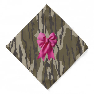 Girls Camo Pink Ribbon Bow Bottomland Camo Bandana