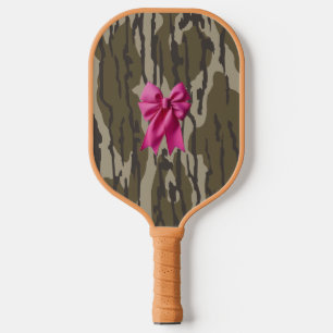 Girls Camo Pink Ribbon Bow Bottomland Camo Pickleball Paddle