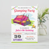 Girls Camp Out Glamping Birthday Party Invitation (Standing Front)