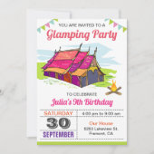 Girls Camp Out Glamping Birthday Party Invitation (Front)