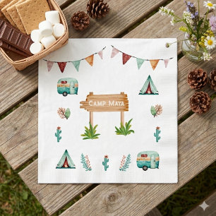 Girls camping adventure slumber birthday party  napkins
