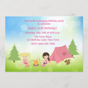 Girl's Camping Birthday Invitation