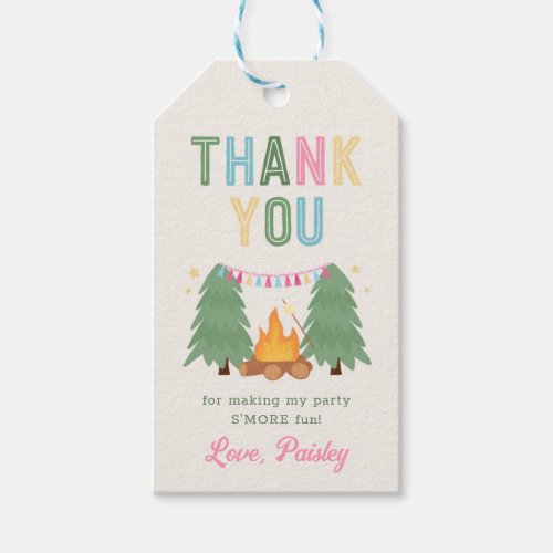 Girls Camping Party Favor Tag