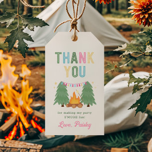 Girl's Camping Party Favor Tag