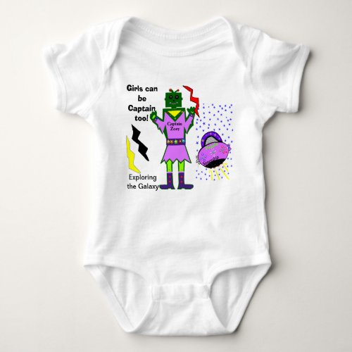 Girls Can Be Captain Too Captain Zoey Spaceship Baby Bodysuit