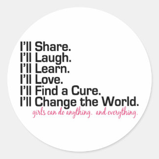 girls can do anything (girl power) classic round sticker