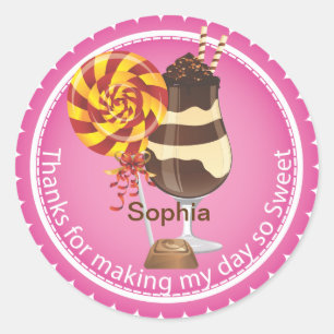 Girl's Candy Party Favor Birthday Sticker
