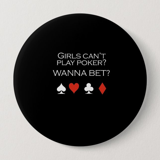 Girls cant play poker T-shirt white Pinback Button (Front)