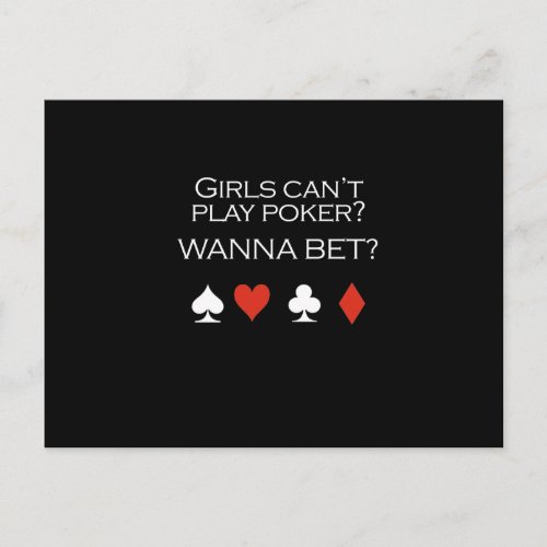 Girls cant play poker T_shirt white Postcard