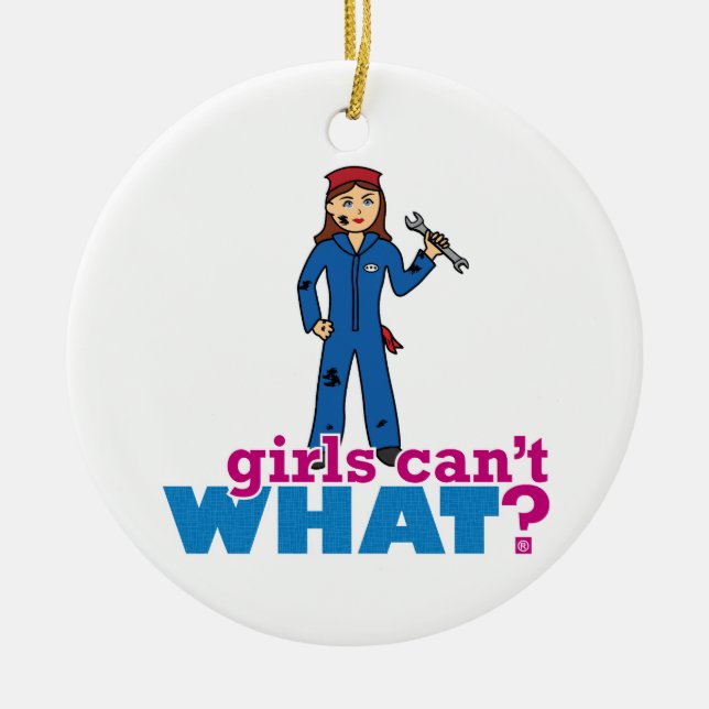 Girls Can't WHAT? ColorizeME Custom Design Ceramic Ornament (Front)